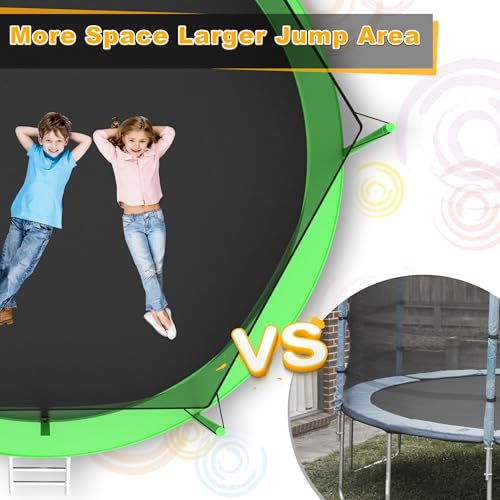 2025 Upgrade 1500LBS Outdoor Tranpoline for Kids and Adults 【Easy to Install & Built to Last】 10FT 12FT 14FT 16FT Recreational Tranpolines with Net, Basketball Hoop and Ladder, ASTM Approved