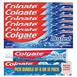 Colgate Max Fresh Cool Mint Toothpaste with Cooling Crystals 100ml (125g) | 10x Longer Lasting Cooling | Pick Bundle of 6 or 12 Pack | Packaging May Vary.