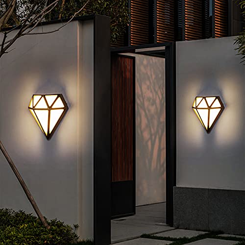 Lampe murale extérieure diamant en aluminium noir avec éclairage LED