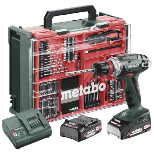 metabo Akku-Bohrschrauber BS 18 Quick Set - 18 V, 74-tlg. Mobile Werkstatt - Schnellwechsel-System, Gürtelhaken, LED-Arbeitslicht - Inkl. 2 x Akku LiPOWER (2.0 Ah), Ladegerät und Kunststoffkoffer metabo Akku-Bohrschrauber BS 18 Quick Set - 18 V, 74-tlg. Mobile Werkstatt - Schnellwechsel-System, Gürtelhaken, LED-Arbeitslicht - Inkl. 2 x Akku LiPOWER (2.0 Ah), Ladegerät und Kunststoffkoffer