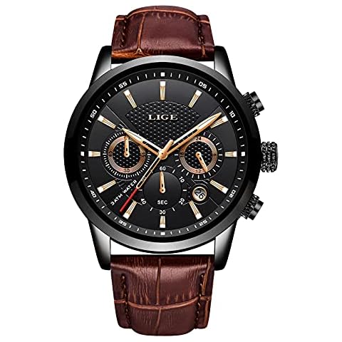 LIGE Mens Waterproof Sports Chronograph Watch Cover