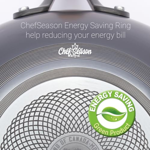 Flat Bottom Carbon Steel Wok, 12.6 inch, Un-coated & Pre-Seasoned, Premium Frying Wok for Electric, Induction, Gas Cooktops, Free Shopping Bag