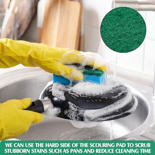 Image of Patelai 100 Pcs Heavy Duty Sponges Kitchen Bulk Dish Sponges Scrub Sponge Abrasive Scrubber Cleaning Sponge Non Scratch Scouring Absorbent Dish for Washing Kitchen (Blue)