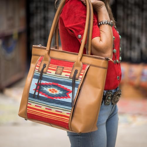 Bolso Tote de cuero con múltiples bolsillos estilo western miniatura 3