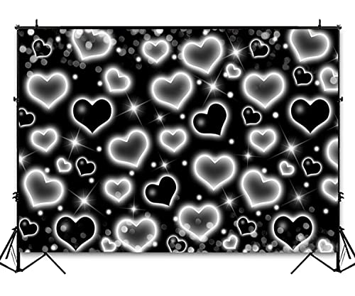 Fondo Fotográfico Vinilo Seda 6x4 ft Negro Corazones miniatura 3