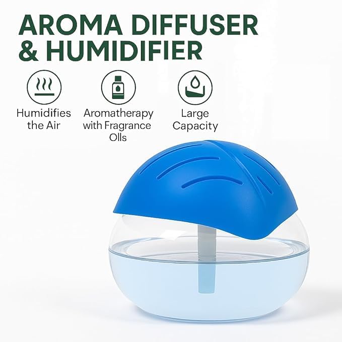 Image of Portable 3-in-1 Air Purifier, Aroma Diffuser & Air Humidifier with 1.5L Water Tank - Electric Revitalizer for Fresh Air & Fragrance at Home, Office, Bedroom & Spa (Blue)