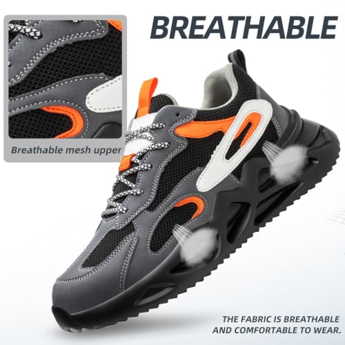 Image of Ruivina Steel Toe Shoes for Men Women Safety Shoes Wide Lightweight Breathable Slip Resistant Puncture Proof Work Sneakers Puncture Proof