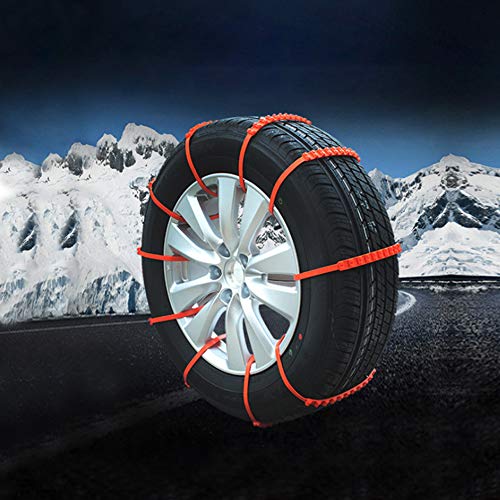 soyond Car Tire Snow Chains - Emergency Anti Slip Adjustable Traction Upgraded TPU Tire Chain, for SUV ATV Truck Winter Universal Tire (Orange)