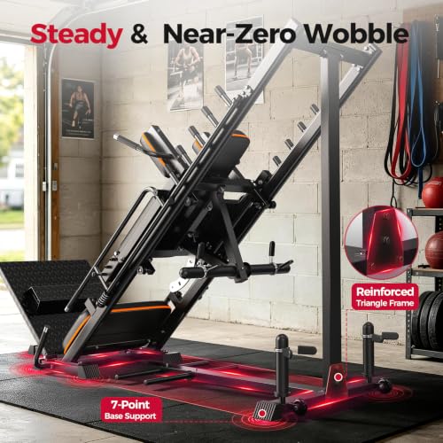 Image of FEIERDUN 2-in-1 Leg Press Hack Squat Machine Combo, Home Gym Leg Equipment | Zero-Maintenance Roller System, 5+6 Adjustable Angles, 45-Degree, with Weight Storage, Full ROM for Quads, Hamstrings, Glutes