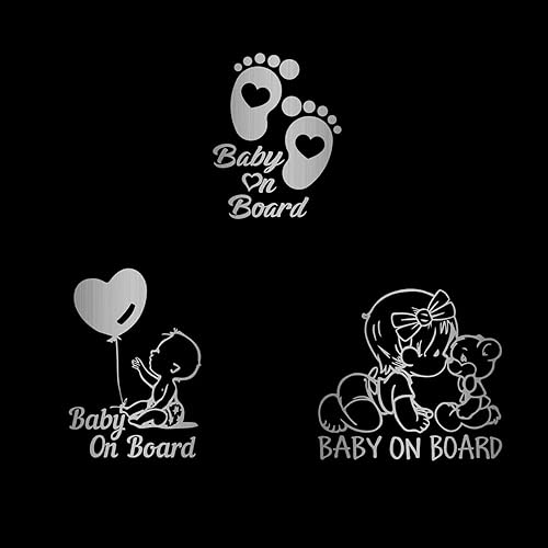 Miniatura 9 de 3 calcomanías de bebé a bordo para automóvil, diseño de huellas lindas de bebé en coche, calcomanías de advertencia de seguridad para niños a bordo,