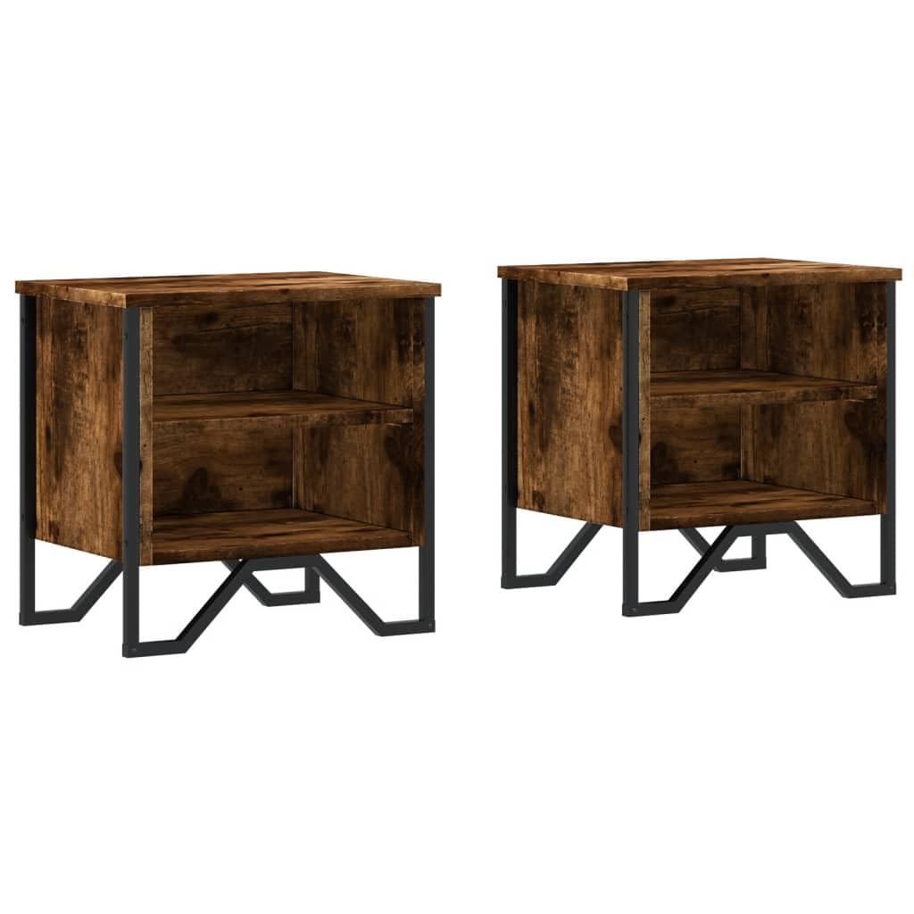 Table de chevet industriel chêne fumé pour aménager une chambre moderne