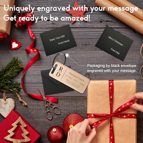 Personalized Luggage Tags for Suitcases 4 Pack - Stainless Steel Custom Luggage Tags for Backpacks & Bags, Sturdy, Waterproof & Heavy Duty (Rose Gold / 3" x 1.25")3