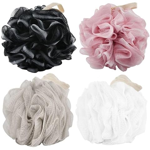 Chuya 4 Pack Bath Loofahs Sponge 70g,Shower Sponges Loofah Body Scrubber Balls for Body Cleaning Soft mesh Cover