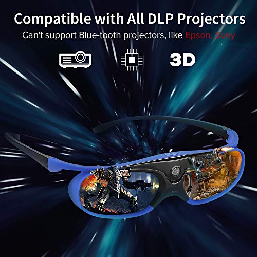 Dlp 3D Glasses 4Pack, 144Hz Rechargeable Dlp-Link 3D Active Shutter Glasses For All 3D Dlp Projectors, Compatible With Optoma, Samsung, Benq, Dell, Mitsubishi, Acer, Vivitek, Nec, Sharp (Blue) #TOP1