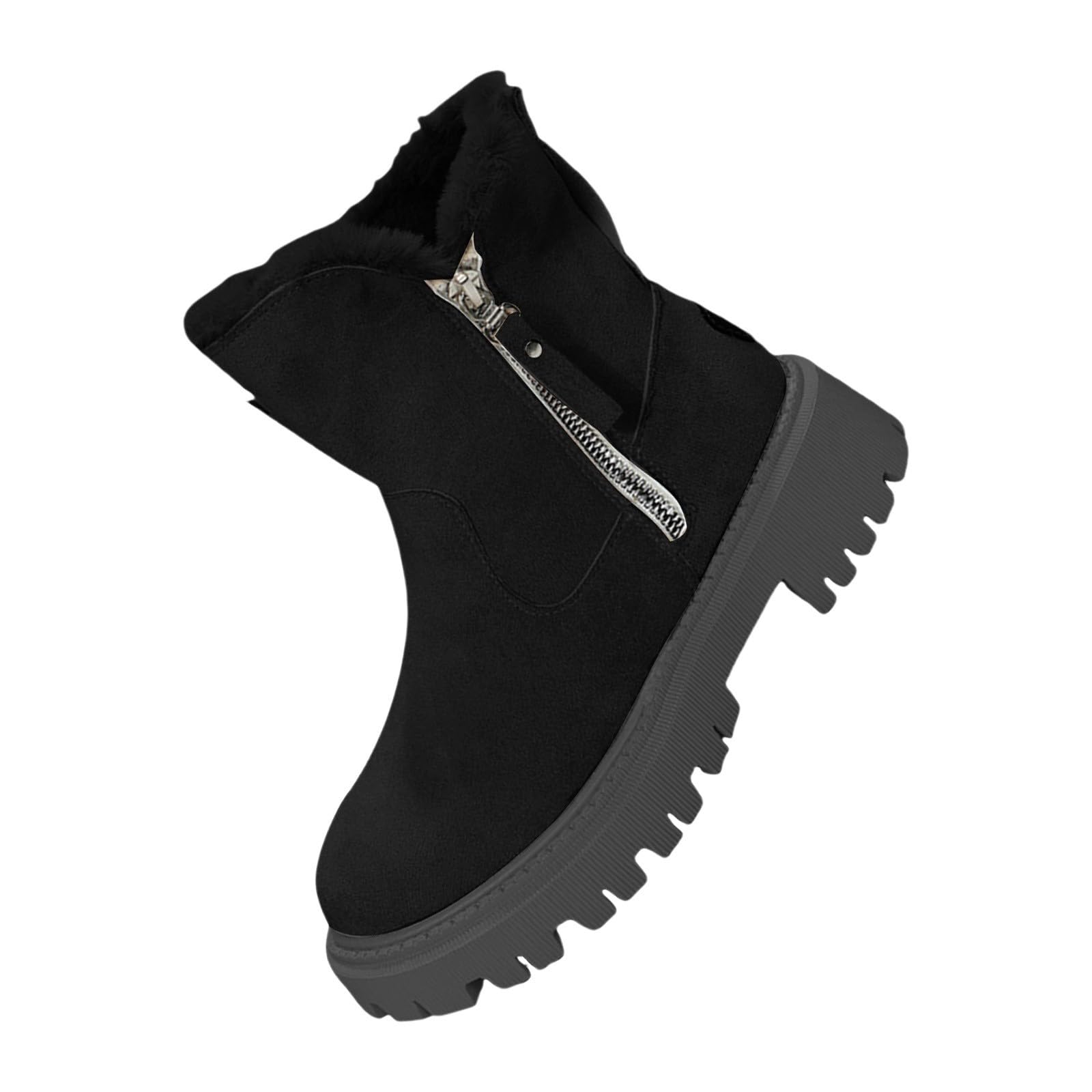 Botas de nieve para mujer, forradas, de ante