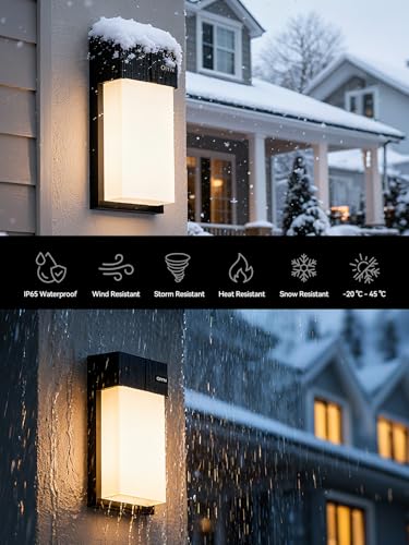Image of OIYN Outdoor Wall Light, Smart RGBICWW Porch Lights Outdoor, 1500LM Modern Wall Sconce with 30+ Scene Modes, Remote & APP Control, IP65 Waterproof Color-Changing DIY for Outdoor Decor, 2 Pack