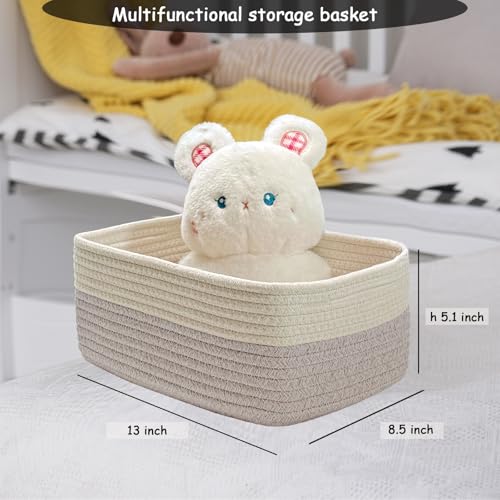 Image of COMFY-HOMI 13 inch x 8.5 inch x 5.1 inch Storage Baskets for Organizing | Cotton Rope Woven Basket | Toy Storage Bin Box | Basket for Shelves, Closet Organizer Bin, Decorative Closet Shelf, 3 Pack