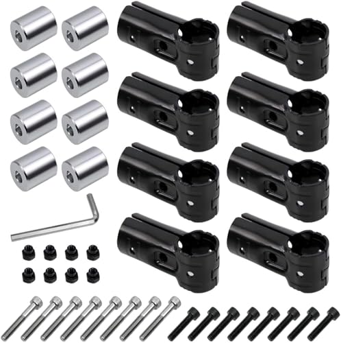 8個セット φ28イレクターパイプ イレクターパイプ ジョイント イレクターパイプ アタッチメント 車用ルーフキャリアバー スペーシアパイプ 六角穴パイプ取付け金具×8 M6六角穴ボルト×8 メタルジョイント×8 六角レンチ×1