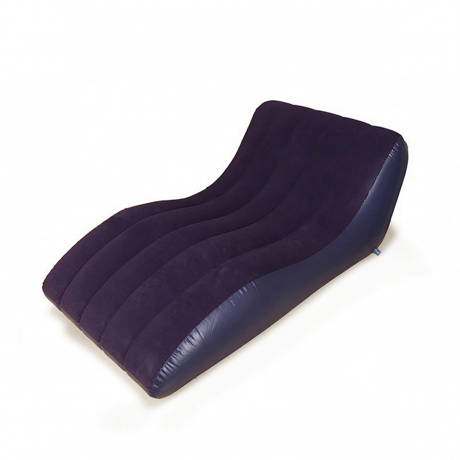 Flocked Inflatable Chaise Lounge Indoor Outdoor Inflatable Lounge Chair Comfortable Lazy Sofa Relaxing for Patio, Living Room, Camping, Dark Blue Recliner-image-30