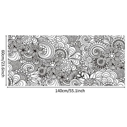 Dvbonike Jumbo Mandala Coloring Poster Giant Flower DIY Drawing Paper Art Blank Banner 55.1 x 23.6 Inch Color-in Table Cover Wall Decoration School Group Activities for Kids Arts Craft Party Suppiles