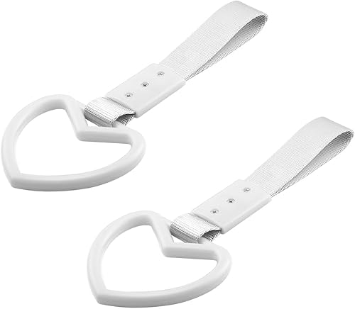 Fekey&JF 2 anillos Tsurikawa en forma de corazón, correa de mano para parachoques trasero, asa de corazón Janpanese para SUV, metro, autobús,