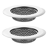 2 PCS Kitchen Sink Strainer - Stainless Steel, Large Wide Rim 4.5' Diameter Kitchen Sink Strainer Basket Catcher Wide Rim Perfect for Most Sink Drains, Anti-Clogging Micro Perforation Holes, Rust Free