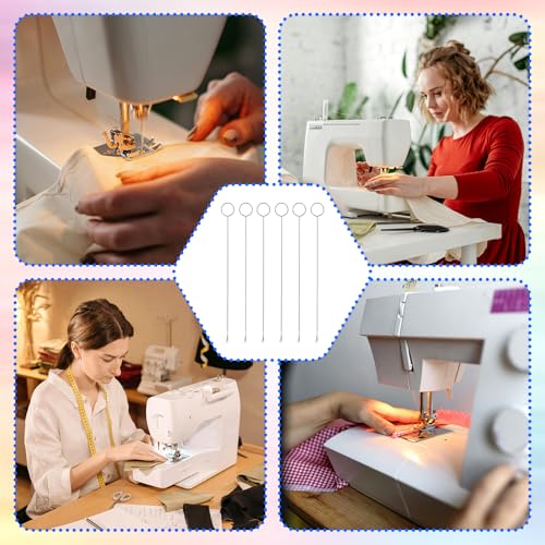 Image of Giantree 6-Piece Circular Sewing Tool, Beaded Needle Hook, Silicone Beaded Loop Tubular Circular Sewing Supplies, Tongue-Shaped Crochet Tool with Locking Hook for DIY Fabric Tubular Strips.
