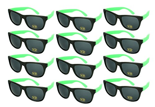 Edge I-Wear 12 Bulk 80s Party Sunglasses Neon Sunglasses for Adult Party Favors 5402RA GN-12