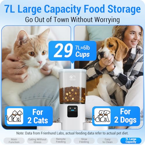 Frienhund Automatic Cat Feeder 2 Cats with Slow Feed: Dual Automatic Dog Feeder with 5G Wi - image 7