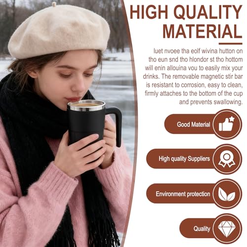 Selbstrührende Tasse, 380ml Automatischer Selbstrührung Kaffeebecher, Elektrischer Selbstrührende Becher mit Temperaturanzeige, Magnetische Mixerbecher für Kaffee, Milch, andere Getränke (Schwarz-2) – Bild 3