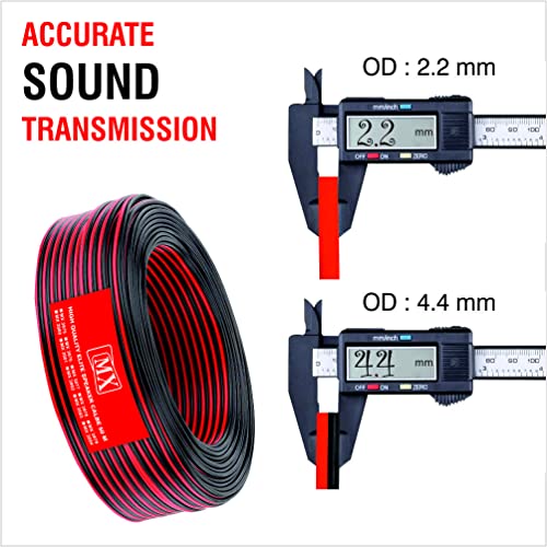 Image of MX Speaker Cable High Performance Red & Black 14 WIRE = 24 AWG - 50 meters Coil - Premium Speaker Wires for Home Theater Systems Speakers Vehicles Car Audio Amplifiers Hi-Fis Receivers Etc. (1)