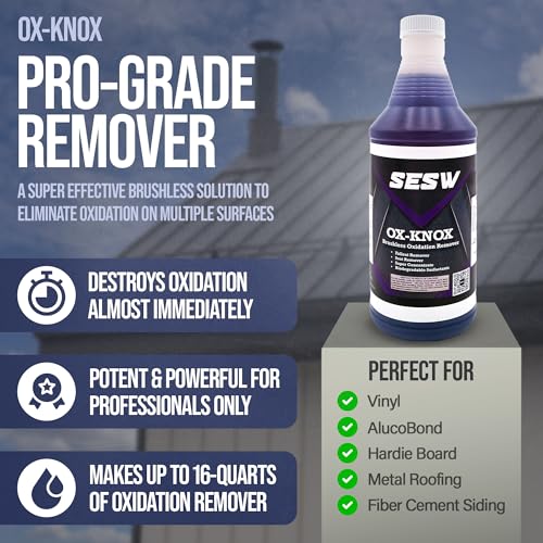 Southeast Softwash Ox Knox Oxidation Remover | Heavy-Duty Cleaner for Vinyl, Concrete & Metal | Restores Siding, Roofing & More | Vinyl Siding Restorer and Protectant | (1 Quart Bottle, 1 Bottle)