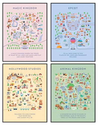 Image of Amusement Theme Park Map Poster – Unframed 12x16 Inch Posters & Prints – Iconic Fantasy Magic Kingdom, Epcot, Studios, Animal Park – Teen Kids Boys Room and Girls Bedroom Adventure Wall Art Decor