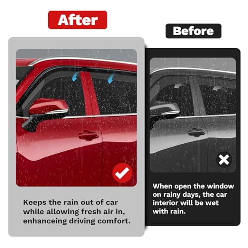 Image of Canvcle Highlander Rain Guards - Window Visors for Toyota Highlander 2020-2025 2026, Outside-Mount Tape-On Side Window Wind Deflectors for Highlander Accessories, Vent Visors Shades Rainproof 4PCS