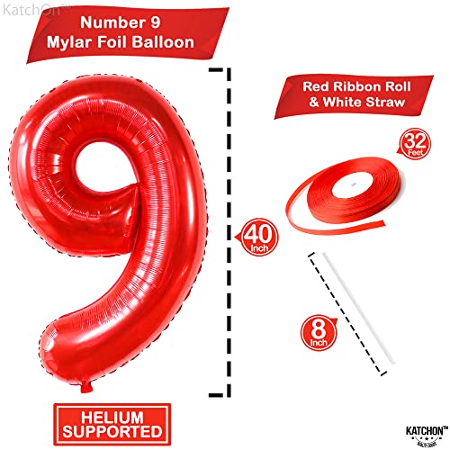 Image of KatchOn Red Number 9 Balloon 40 Inch, Red 9 Balloon