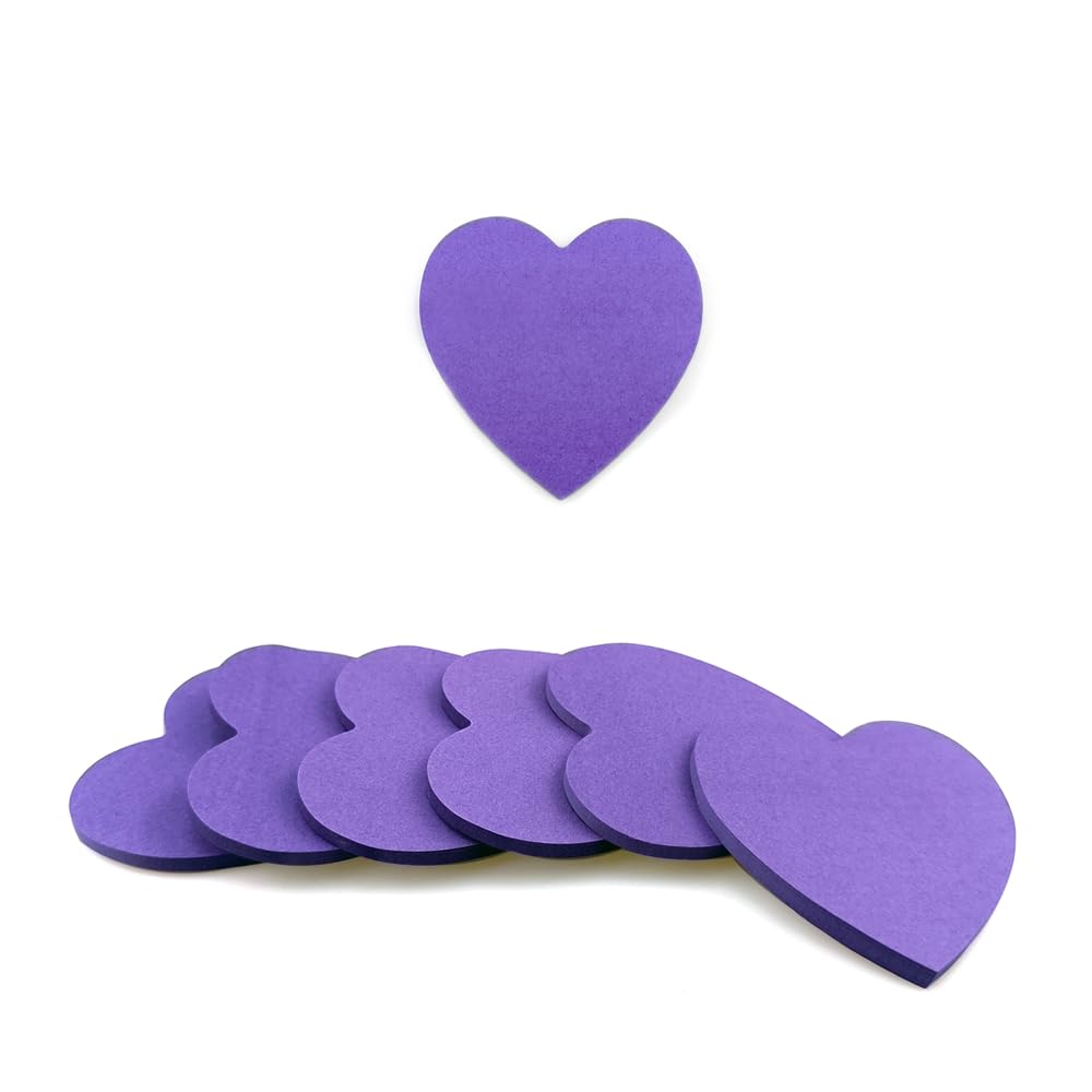 Saktopdeco 6 Pads Purple Heart Sticky Notes - Fun Pastel Sticky Notes Self-Stick Memo Pads for Office, School, Home