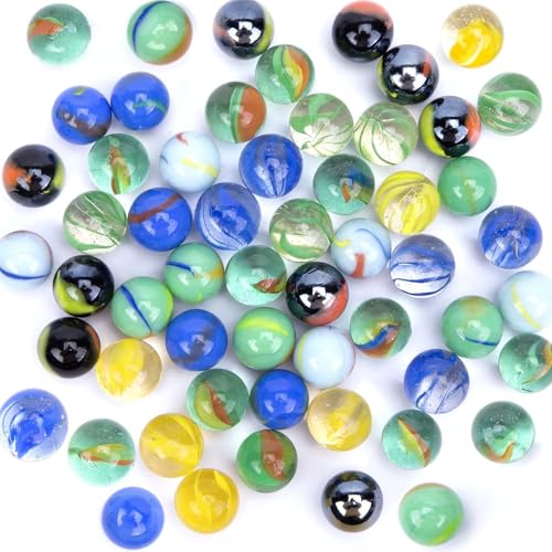 HAKACC 78 Stück Glasmurmeln 15mm Bunte Murmeln mit Einzigartigen Mustern Perfekt für Kinderspiele Deko & DIY-Projekte Mischfarben