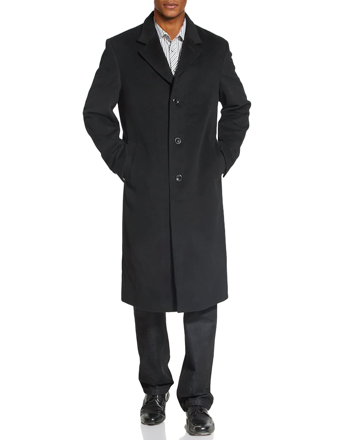 Men Henry Cashmere Wool Blend Single Breasted Long Walking Coat (Also available in Big and Tall and Short)