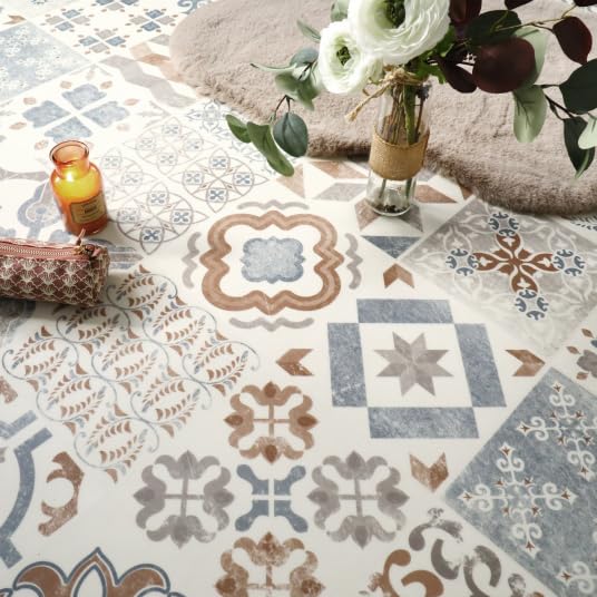 Sol Lino - Carreaux de Ciment - Naturel - Rouleau de 2m x 3.00m