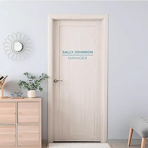 Miniatura 4 de Calcomanía de vinilo de dos líneas con nombre y título profesional para pared o puerta, de un solo color, con tu nombre y título, perfecta para tu