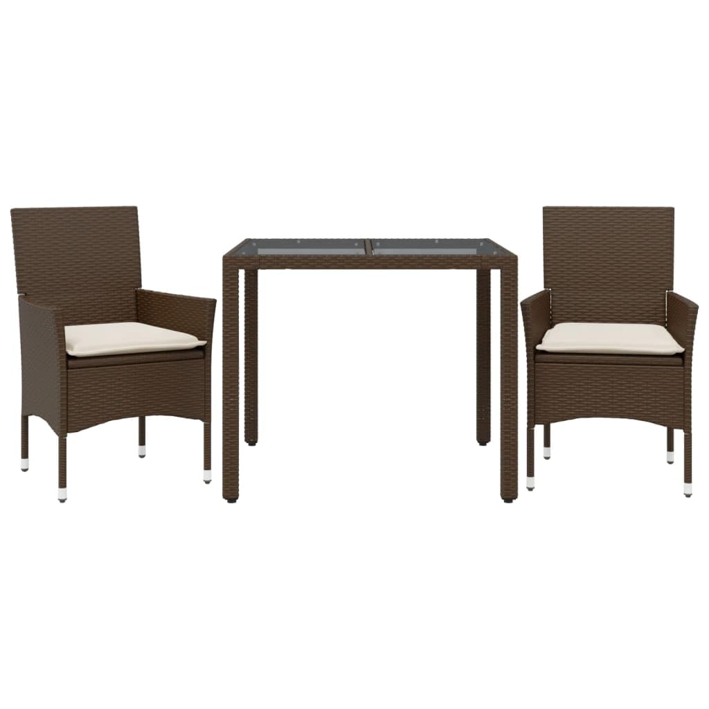 Juego de comedor de jardín de 3 piezas, muebles de polirratán para terraza
