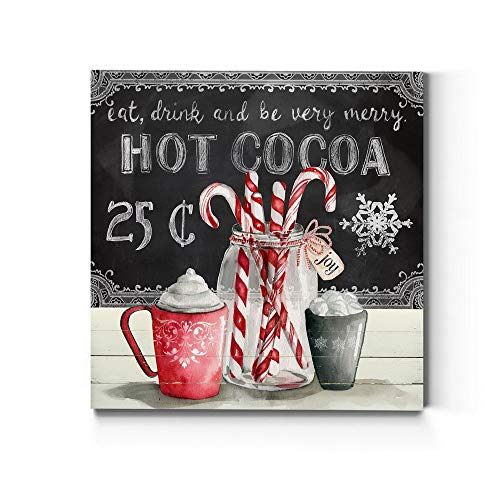Renditions Gallery Eat,Drink and be very Merry Wall Art, Christmas & Winter Artwork, Hot Cocoa, Red Candy Canes, Premium Gallery Wrapped Canvas Decor, Ready to Hang, 40 in H x 40 in W, Made in America