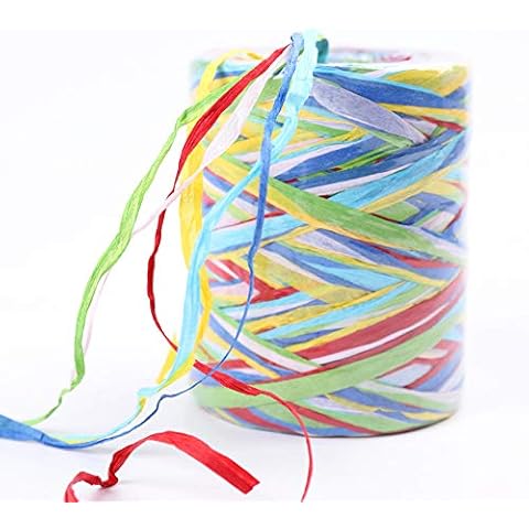WakiHong Colored Raffia Paper Ribbon Colored Paper String Raffia Ribbon 80m Colored Packing Paper String for Christmas,Gift Wrapping,Decoration,Weaving,Florist,Arts and Crafts Cover