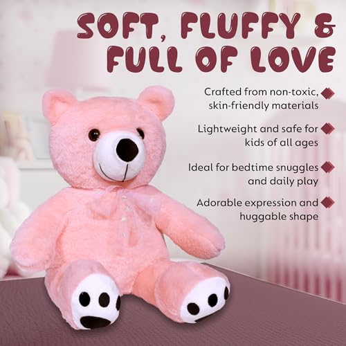 Image of Soft Teddy Bear 20 Inch (50 cm) - Adorable Huggable Plush Toy for Kids, Girls & Couples | Stuffed Animal Gift for Birthday, Valentine's Day & Home Decor Pink Color
