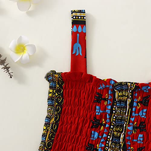 MODNTOGA Kids Toddler Girls African Dress Dashiki Ankara Outfit Sleeveless Sling Smocked Dress Boho Baby Girl Clothes