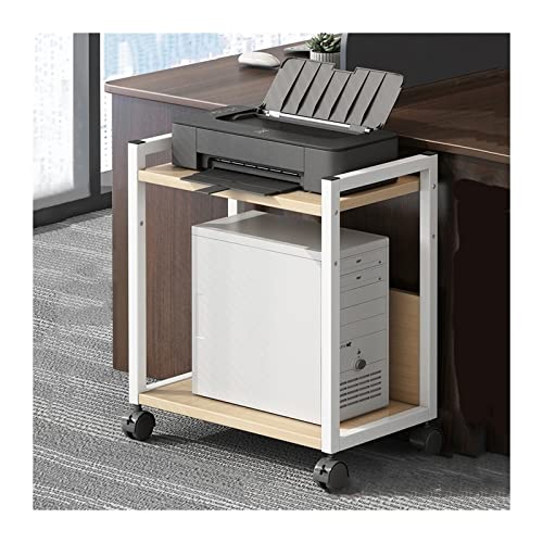 Soporte móvil para CPU con ruedas giratorias, soporte de torre PC de 2 niveles con estante de almacenamiento abierto y marco metálico estable miniatura 1