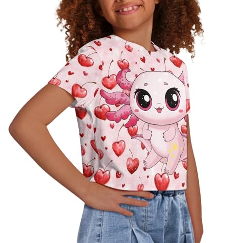 Image of Kids Crop Top Short Sleeve T-Shirts for Girls Size 5-14