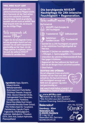 NIVEA Soothing Face Cream for Sensitive Skin, Night Cream with Grape Seed Oil and Liquorice Extract - Image 3