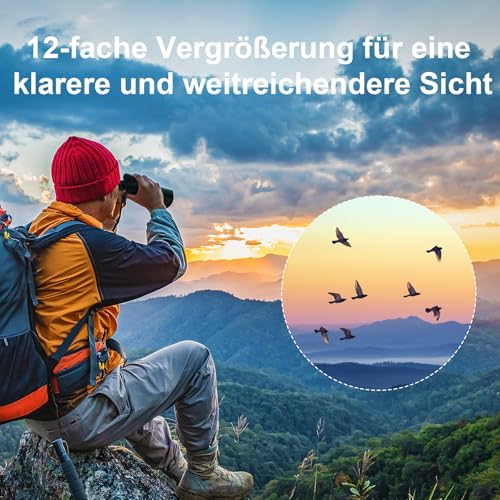 Usogood 12x52 Monokular Teleskop Erwachsene,HD Monokular Fernrohr mit BAK4 Prisma und FMC...