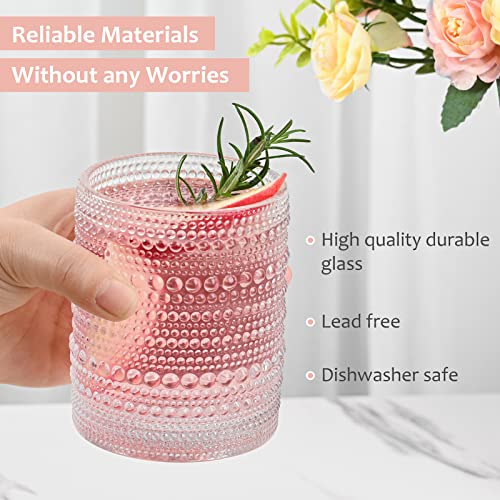 Image of ZMOWIPDL Drinking Glasses Set of 6,12oz Clear Hobnail Glass Cups